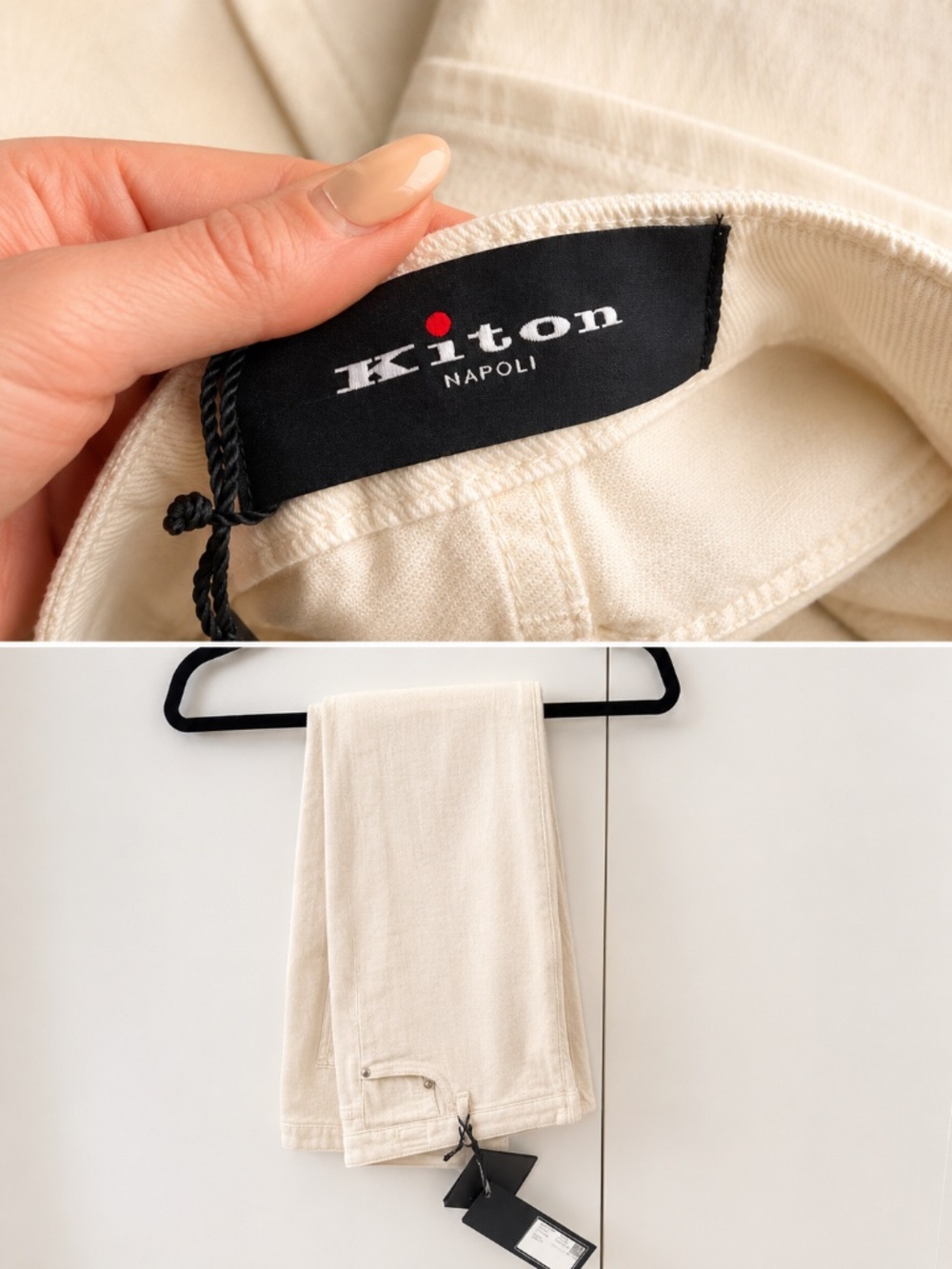 Kiton white trousers jeans NWT Classic straight leg